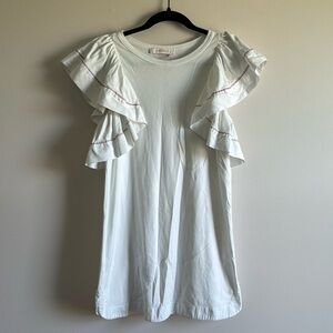 See by Chloe Ruffle Sleeve Shift Dress, White - Size M